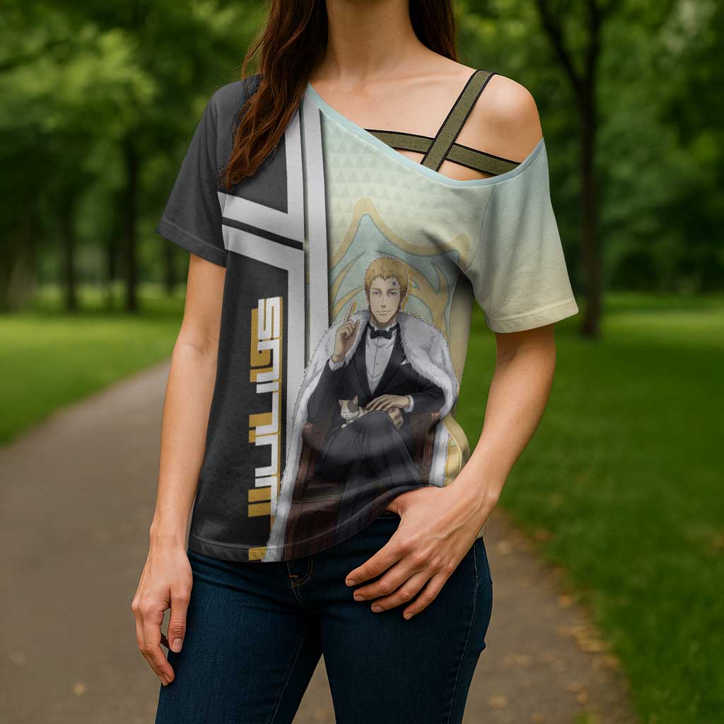 Julius Novachrono Cross Shoulder Shirt Regal Anime Illustration Style