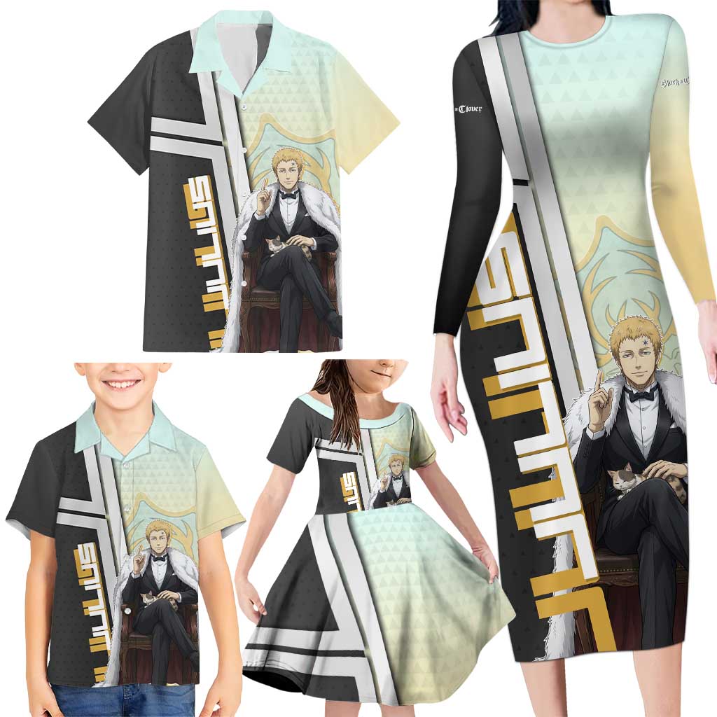 Julius Novachrono Family Matching Long Sleeve Bodycon Dress and Hawaiian Shirt Regal Anime Illustration Style