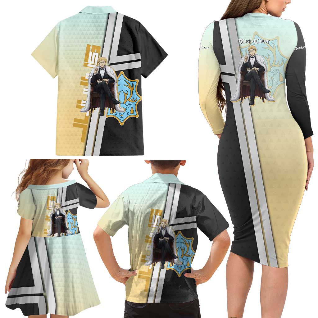 Julius Novachrono Family Matching Long Sleeve Bodycon Dress and Hawaiian Shirt Regal Anime Illustration Style