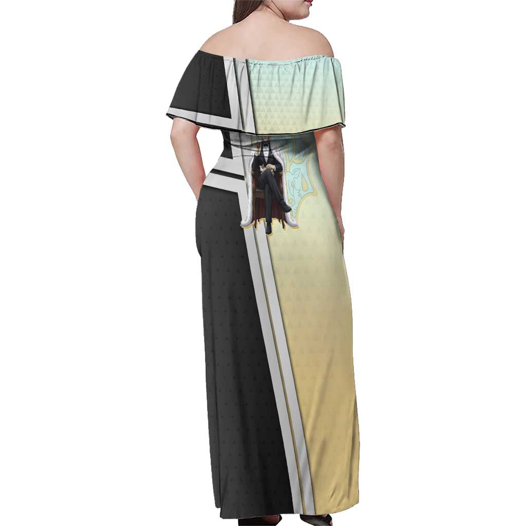 Julius Novachrono Family Matching Off Shoulder Maxi Dress and Hawaiian Shirt Regal Anime Illustration Style
