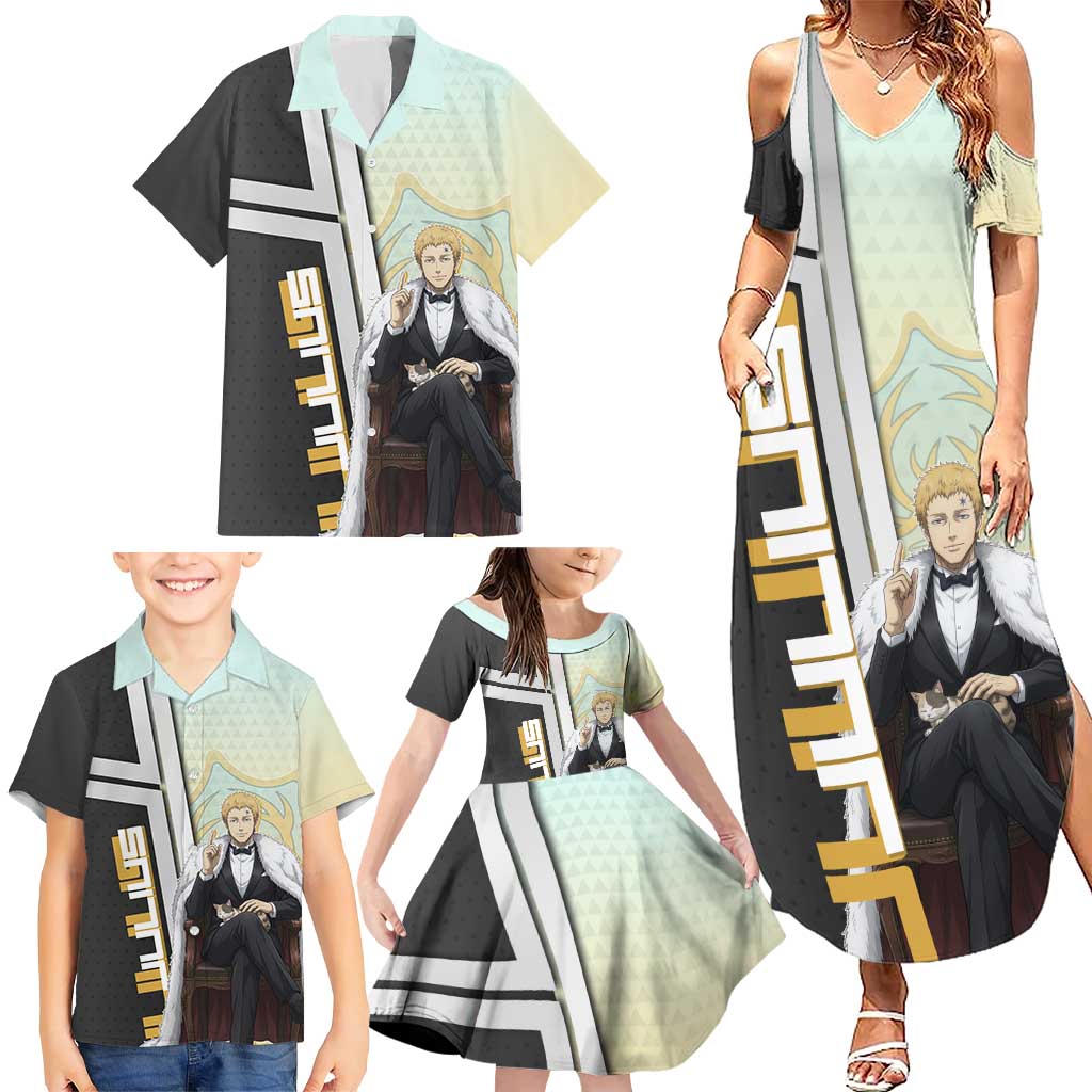 Julius Novachrono Family Matching Summer Maxi Dress and Hawaiian Shirt Regal Anime Illustration Style