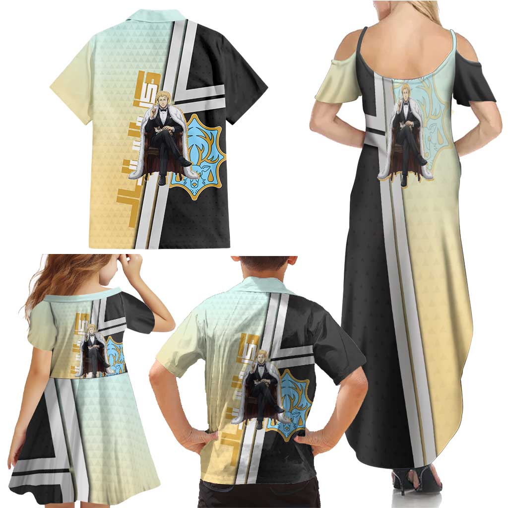 Julius Novachrono Family Matching Summer Maxi Dress and Hawaiian Shirt Regal Anime Illustration Style