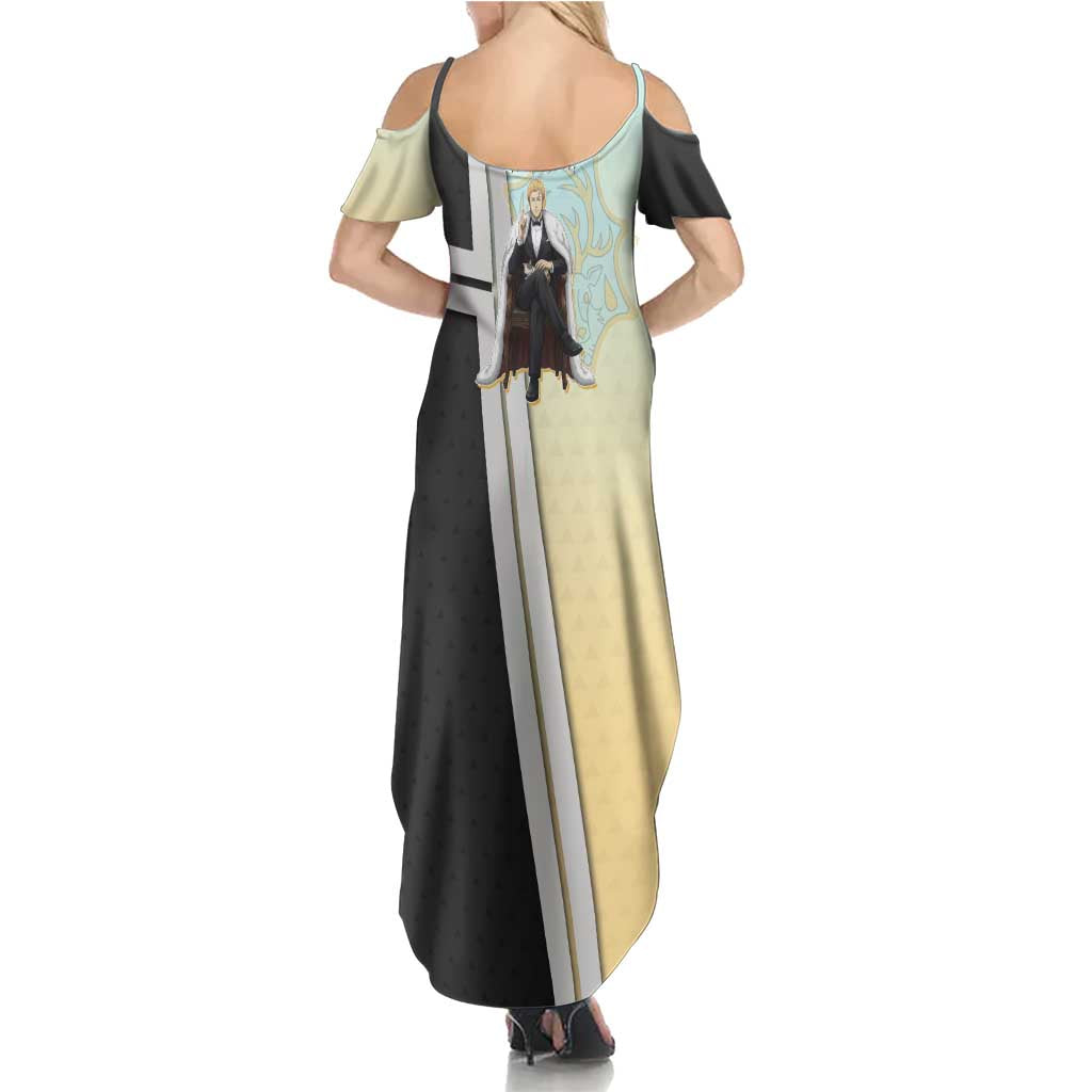 Julius Novachrono Family Matching Summer Maxi Dress and Hawaiian Shirt Regal Anime Illustration Style
