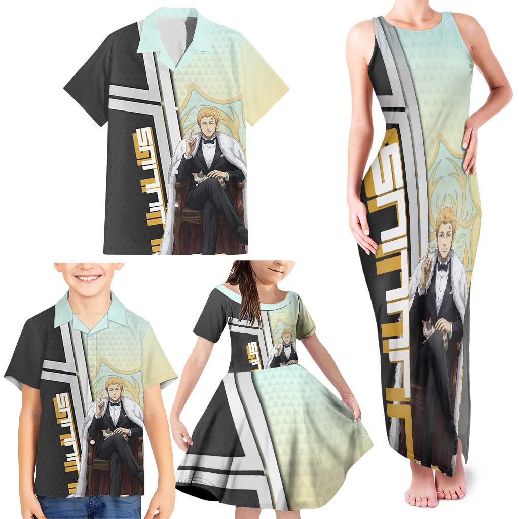 Julius Novachrono Family Matching Tank Maxi Dress and Hawaiian Shirt Regal Anime Illustration Style