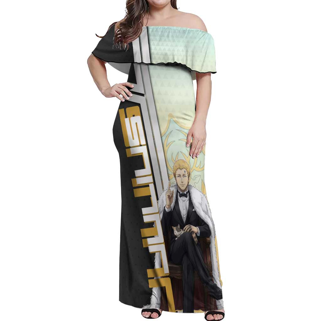 Julius Novachrono Off Shoulder Maxi Dress Regal Anime Illustration Style