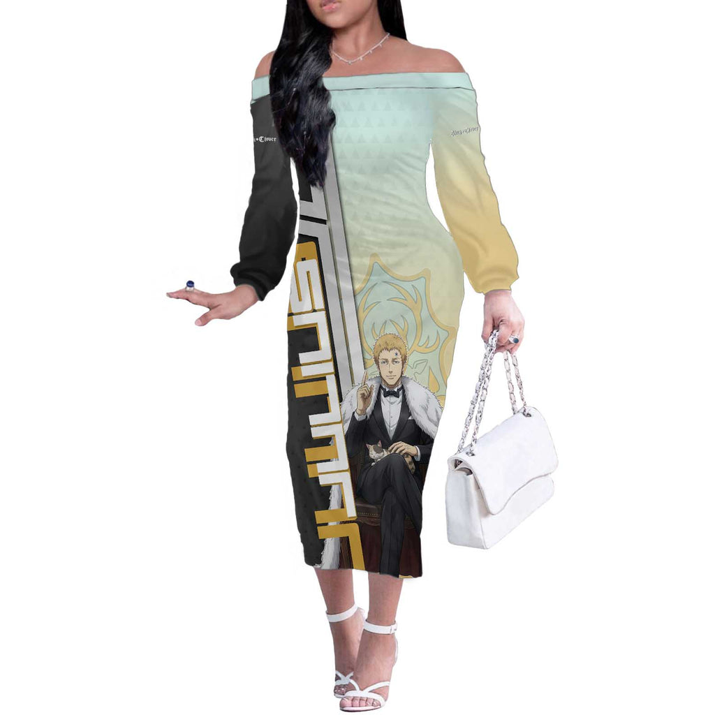 Julius Novachrono Off The Shoulder Long Sleeve Dress Regal Anime Illustration Style