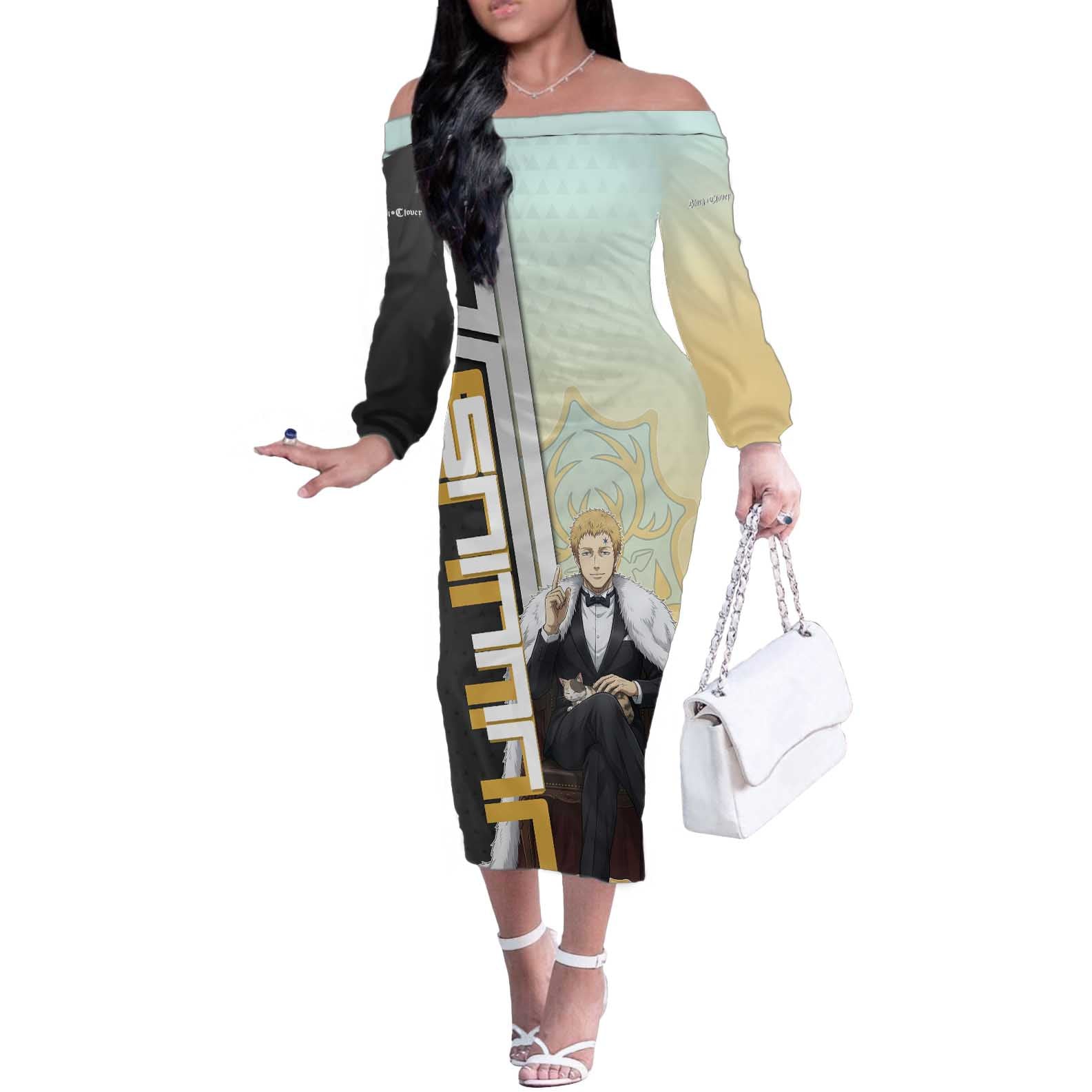 Julius Novachrono Off The Shoulder Long Sleeve Dress Regal Anime Illustration Style