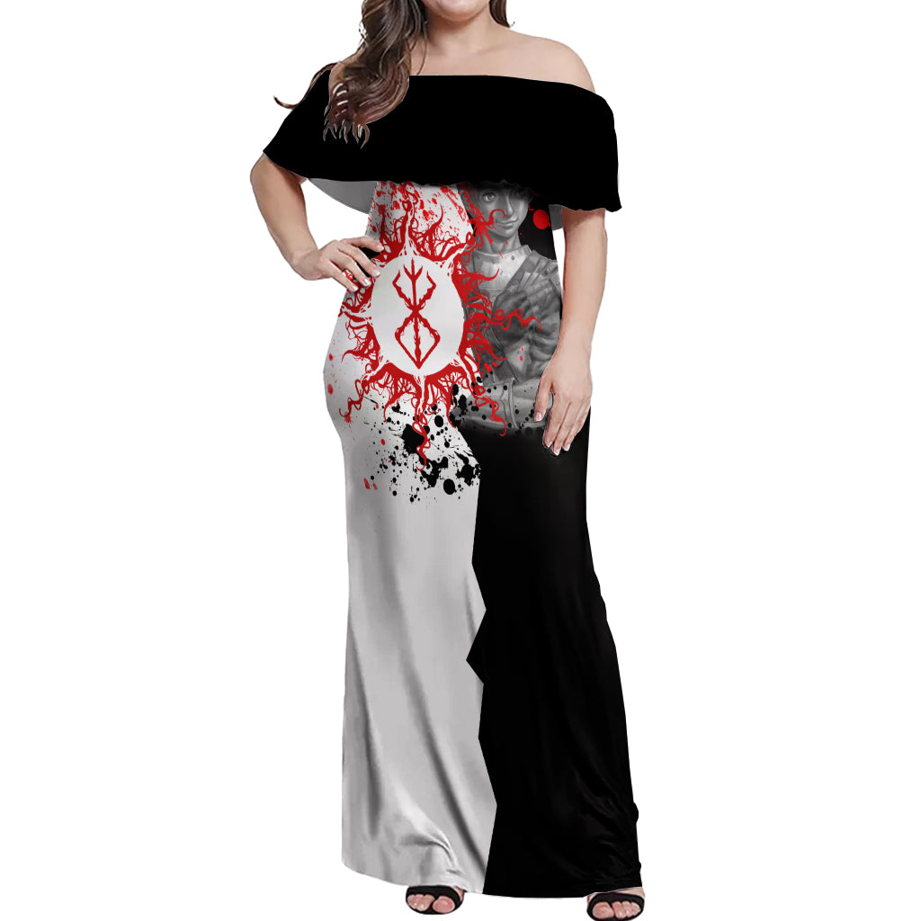 Judeau Berserk Off Shoulder Maxi Dress Anime Run Symbol Blood Style
