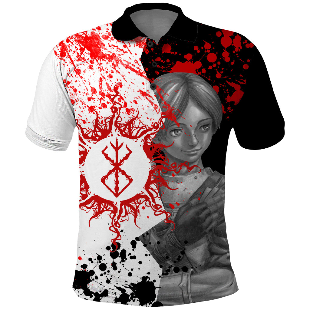 Judeau Berserk Polo Shirt Anime Run Symbol Blood Style