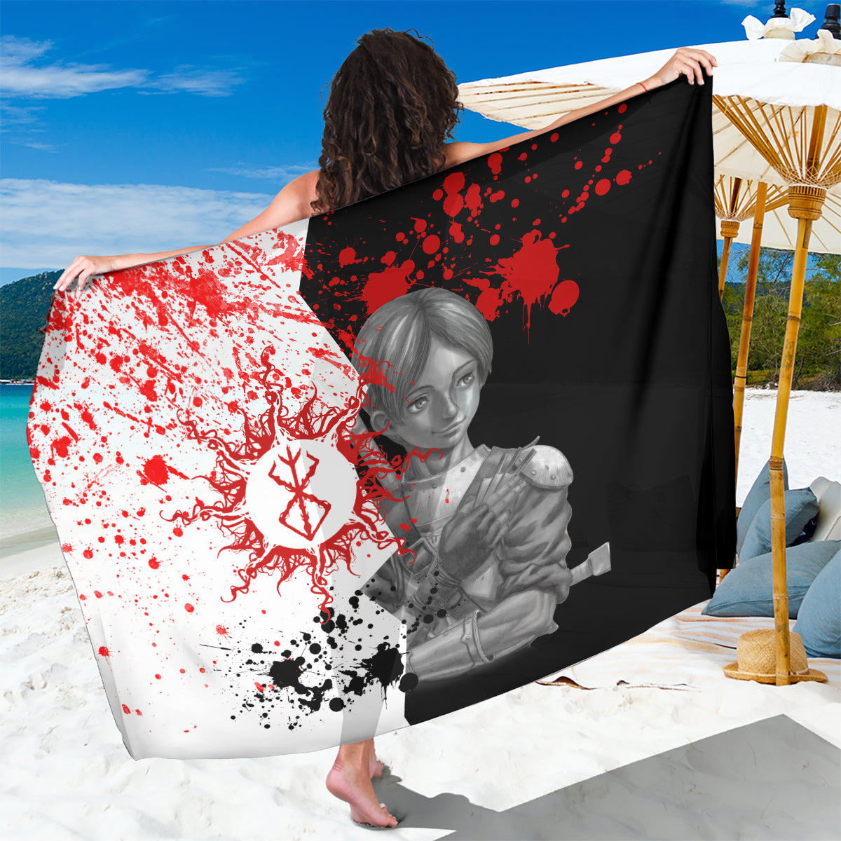Judeau Berserk Sarong Anime Run Symbol Blood Style