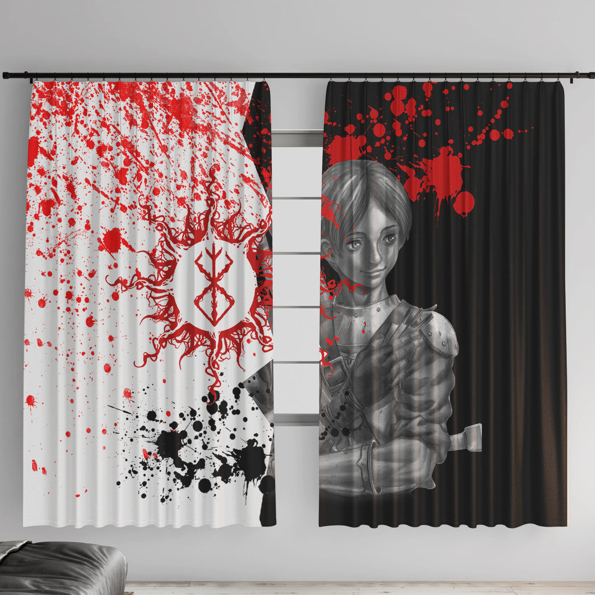 Judeau Berserk Window Curtain Anime Run Symbol Blood Style