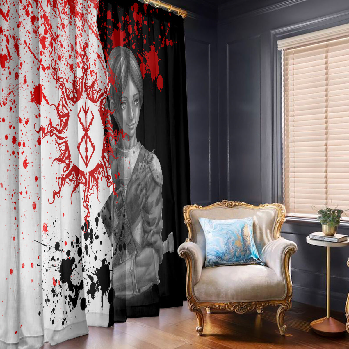 Judeau Berserk Window Curtain Anime Run Symbol Blood Style
