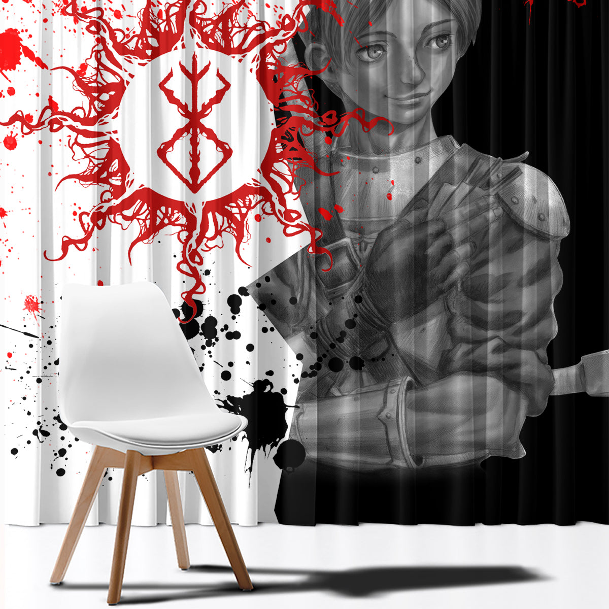Judeau Berserk Window Curtain Anime Run Symbol Blood Style