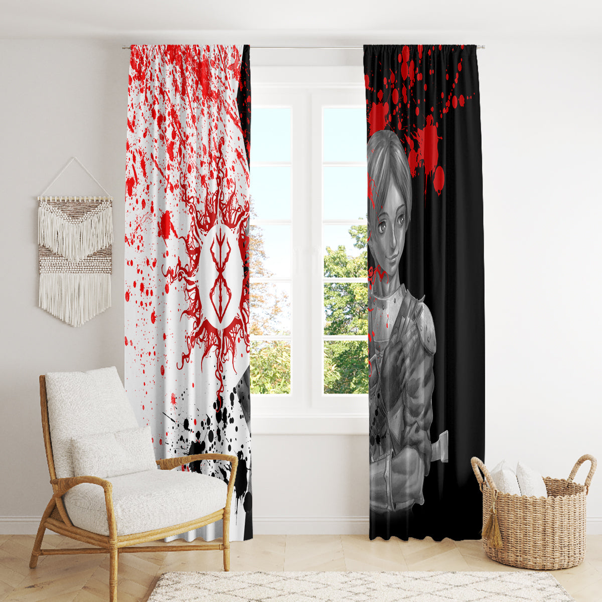 Judeau Berserk Window Curtain Anime Run Symbol Blood Style
