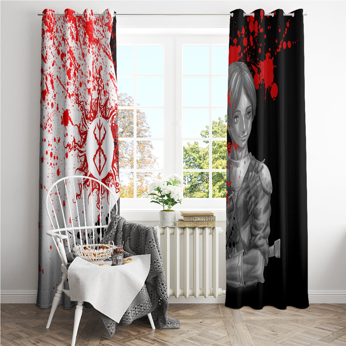 Judeau Berserk Window Curtain Anime Run Symbol Blood Style