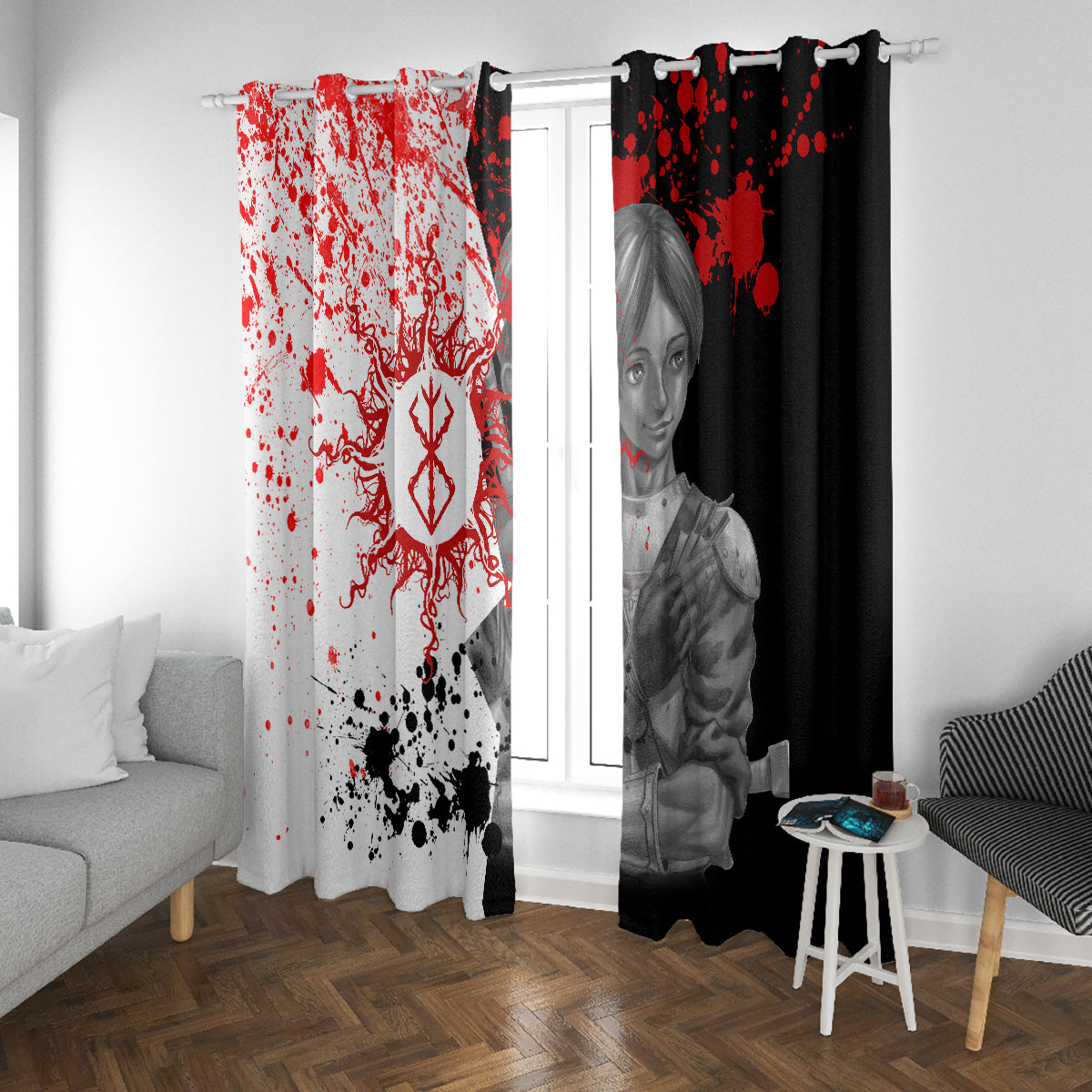 Judeau Berserk Window Curtain Anime Run Symbol Blood Style
