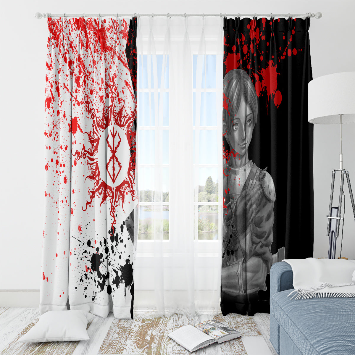 Judeau Berserk Window Curtain Anime Run Symbol Blood Style