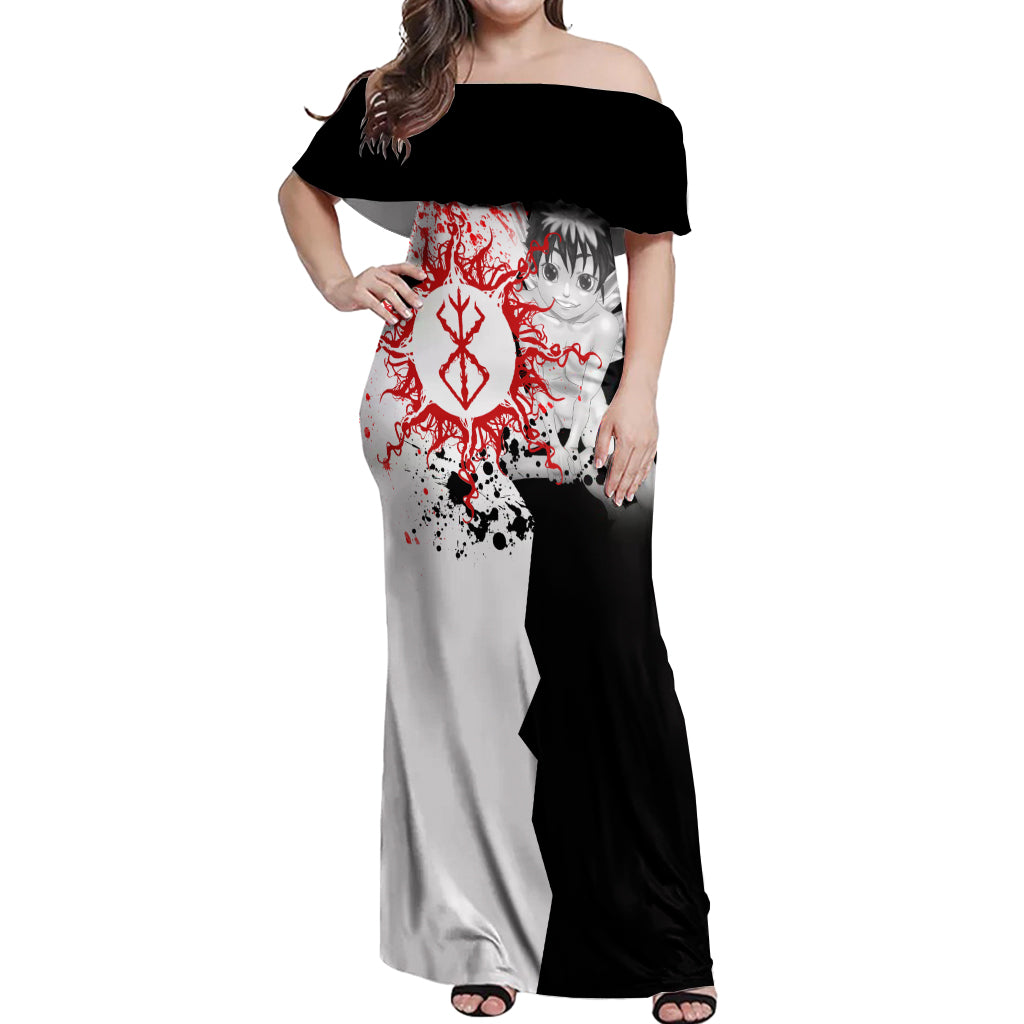 Puck Berserk Off Shoulder Maxi Dress Grunge Blood Style