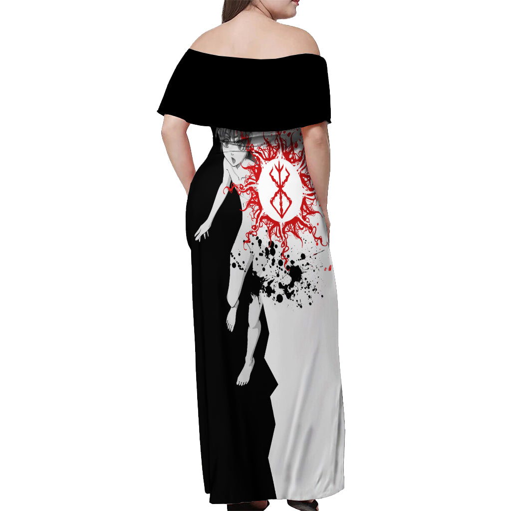 Puck Berserk Off Shoulder Maxi Dress Grunge Blood Style