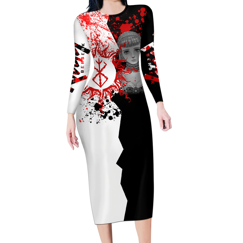 Farnese de Vandimion Berserk Long Sleeve Bodycon Dress Grunge Blood Style
