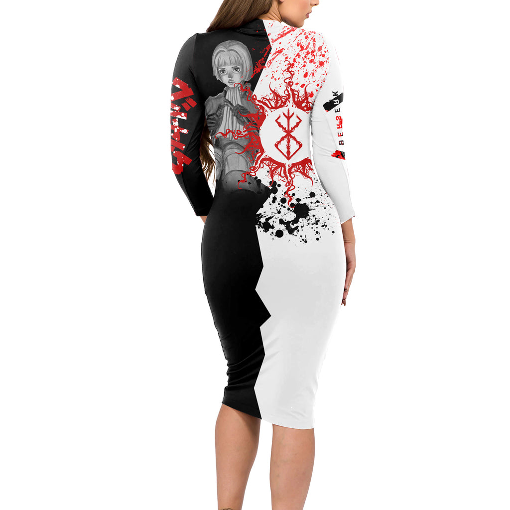Farnese de Vandimion Berserk Long Sleeve Bodycon Dress Grunge Blood Style