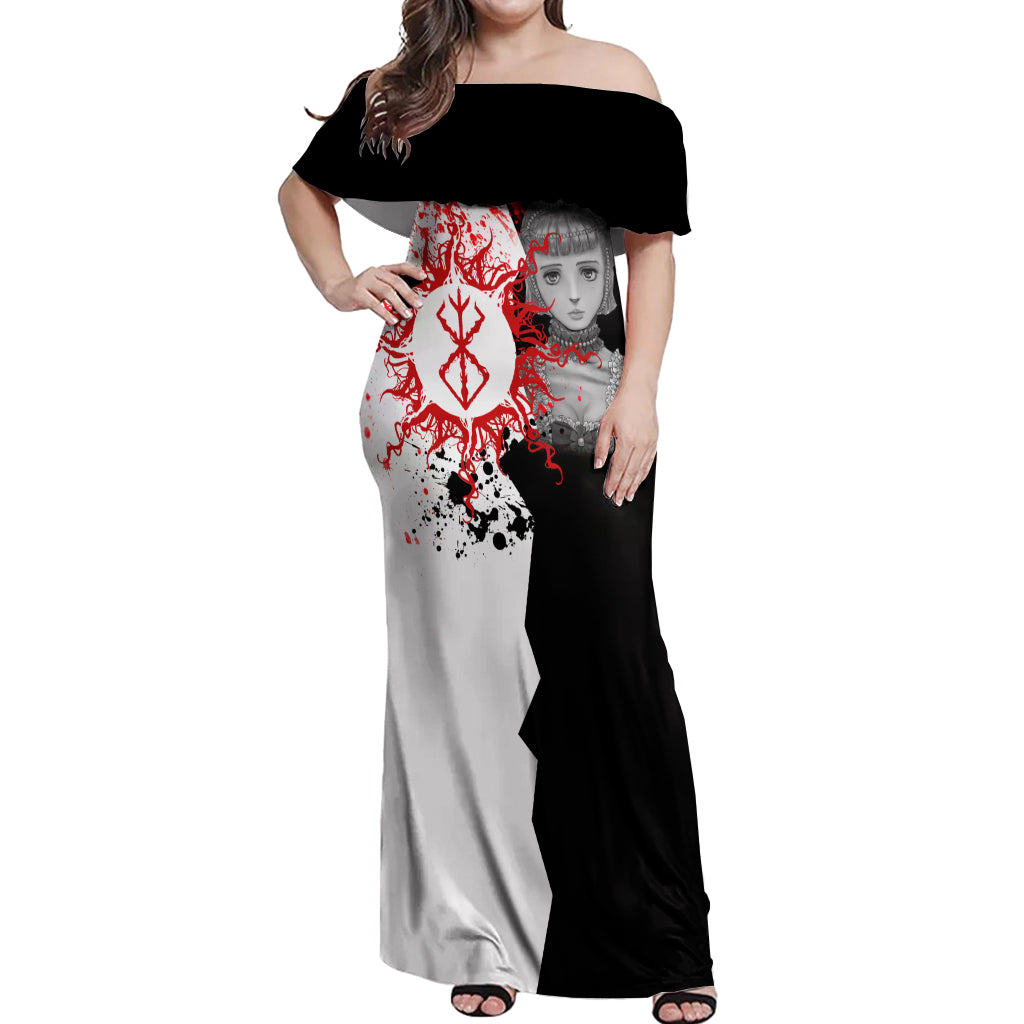 Farnese de Vandimion Berserk Off Shoulder Maxi Dress Grunge Blood Style