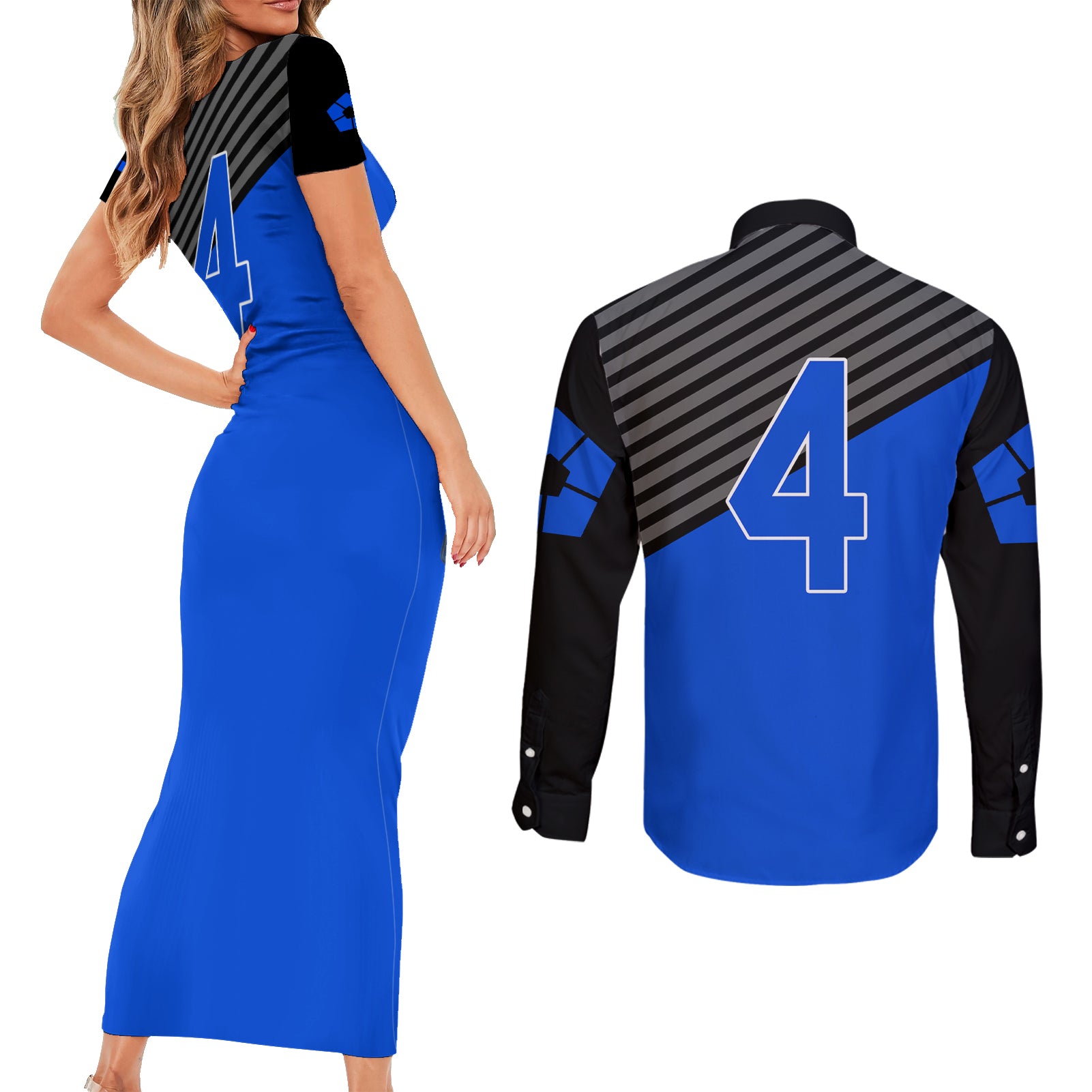Hyoma Chigiri Blue Lock Couples Matching Short Sleeve Bodycon Dress and Long Sleeve Button Shirt Anime Style