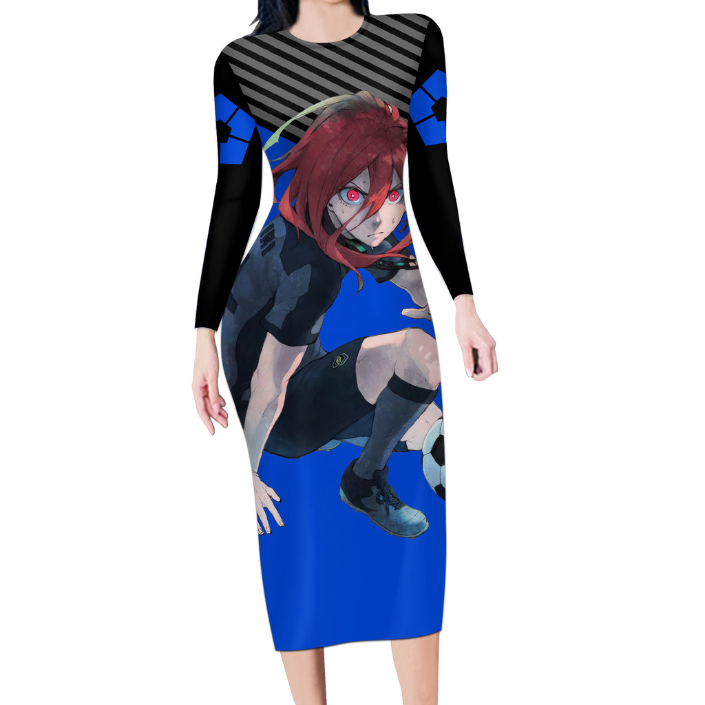 Hyoma Chigiri Blue Lock Long Sleeve Bodycon Dress Anime Style