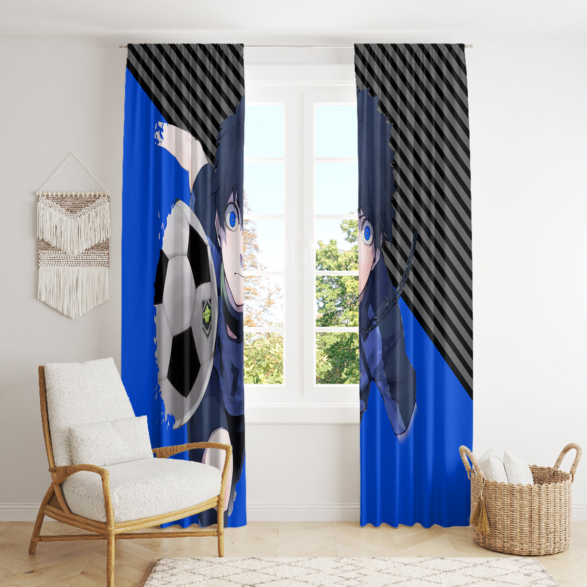 Yoichi Isagi Blue Lock Window Curtain Anime Style