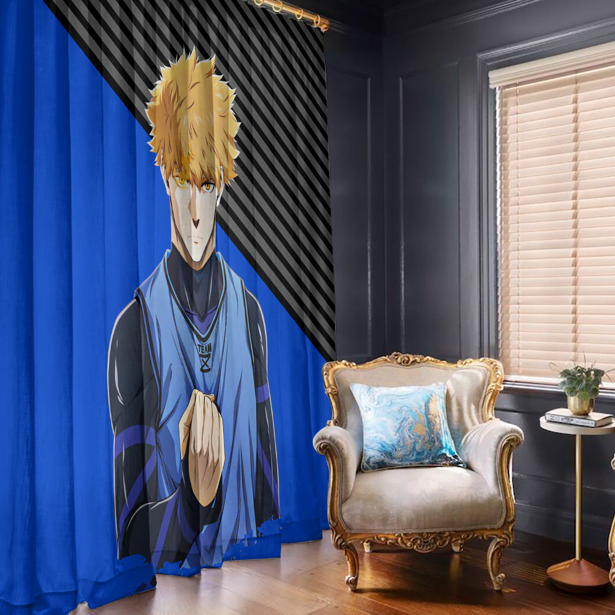 Rensuke Kunigami Blue Lock Window Curtain Anime Style