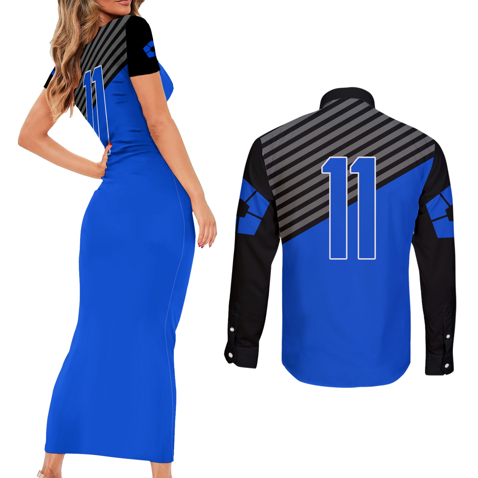 Seishiro Nagi Blue Lock Couples Matching Short Sleeve Bodycon Dress and Long Sleeve Button Shirt Anime Style