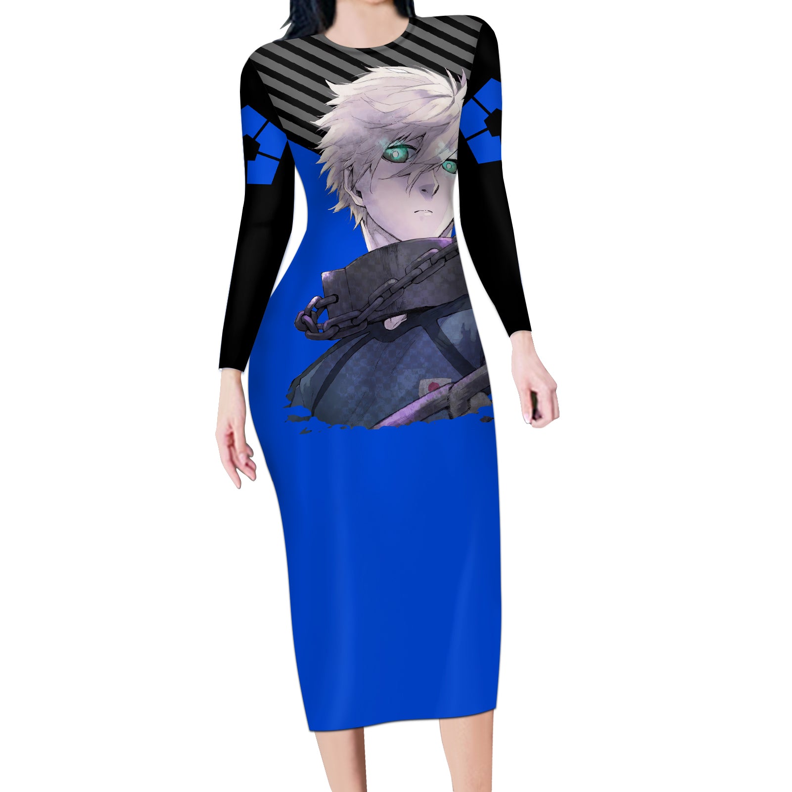 Seishiro Nagi Blue Lock Long Sleeve Bodycon Dress Anime Style