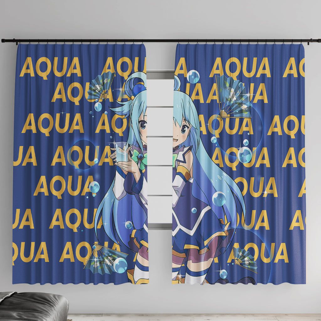 Aqua KonoSuba Window Curtain Anime Style