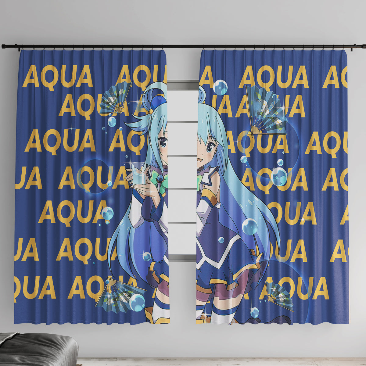 Aqua KonoSuba Window Curtain Anime Style