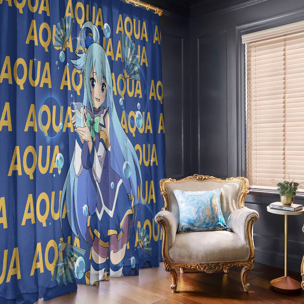 Aqua KonoSuba Window Curtain Anime Style