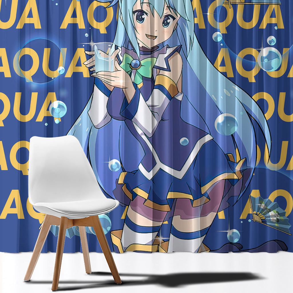 Aqua KonoSuba Window Curtain Anime Style