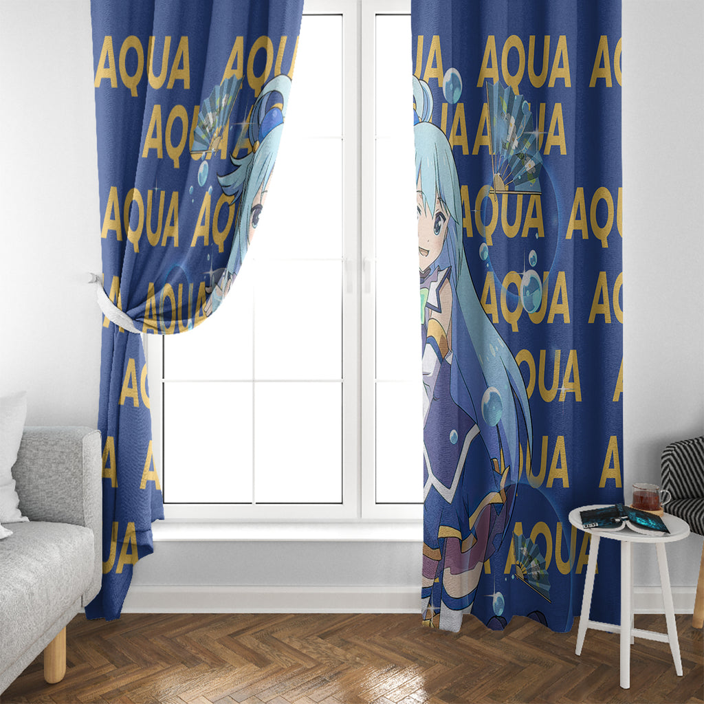 Aqua KonoSuba Window Curtain Anime Style