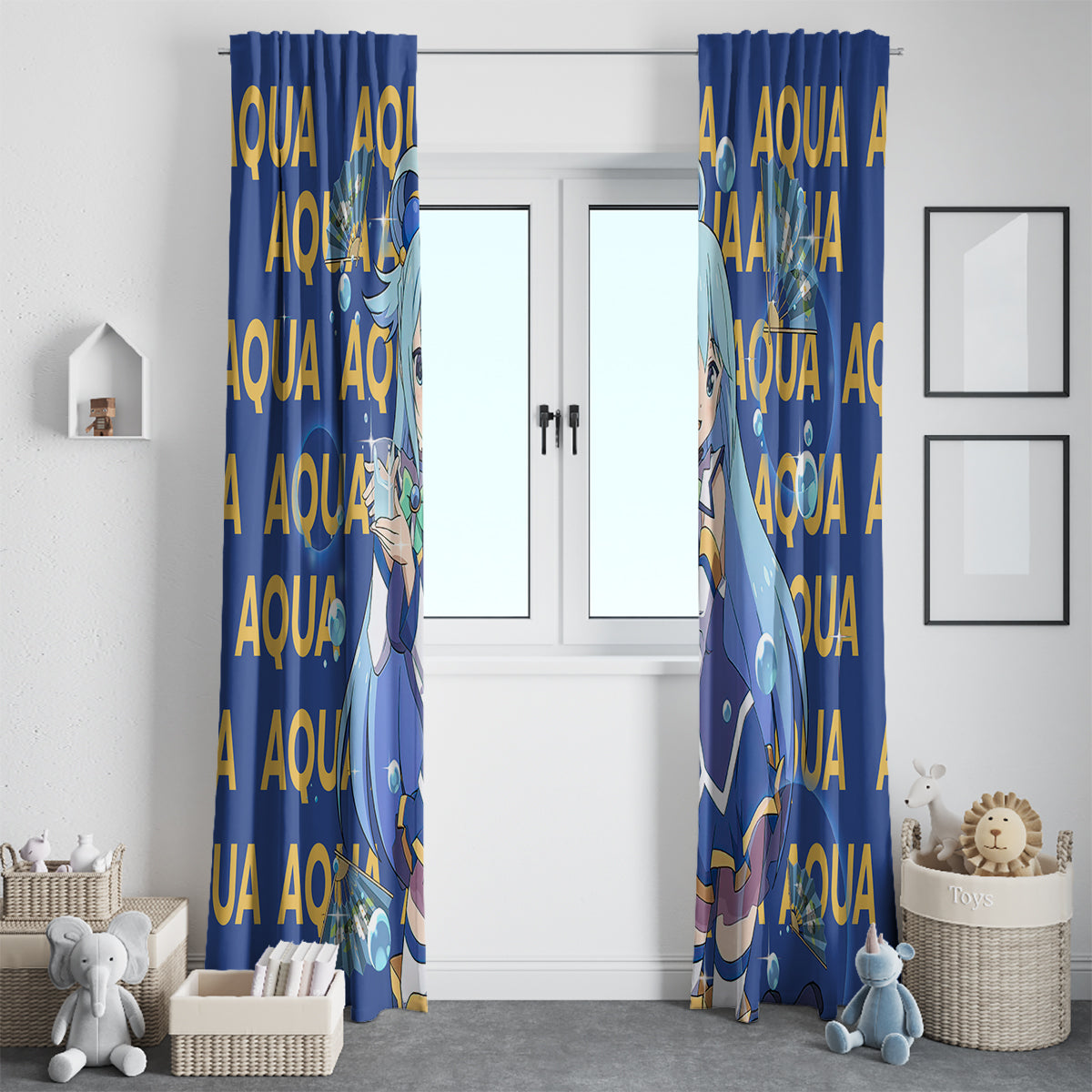 Aqua KonoSuba Window Curtain Anime Style