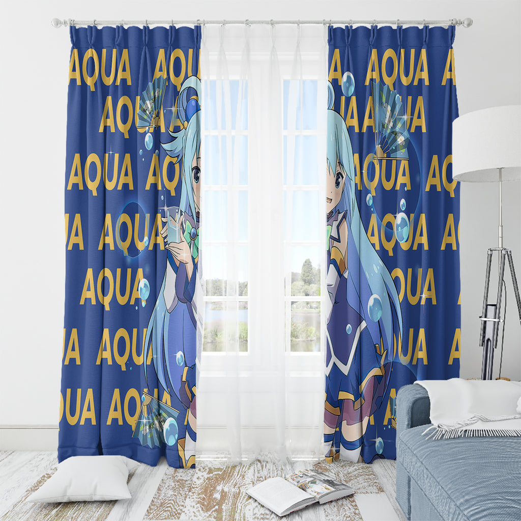 Aqua KonoSuba Window Curtain Anime Style