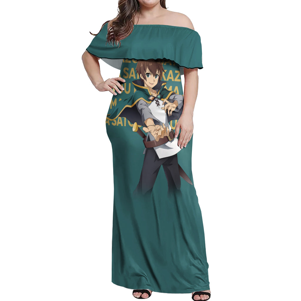 Kazuma Satou KonoSuba Off Shoulder Maxi Dress Anime Style