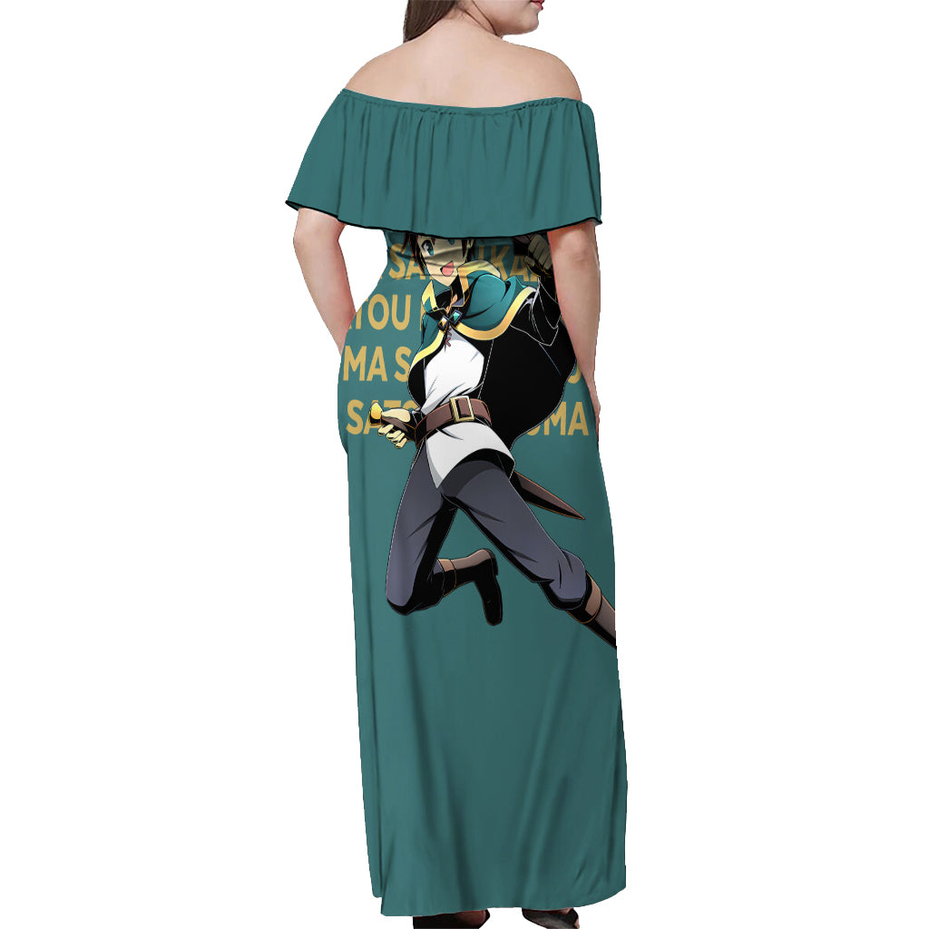 Kazuma Satou KonoSuba Off Shoulder Maxi Dress Anime Style