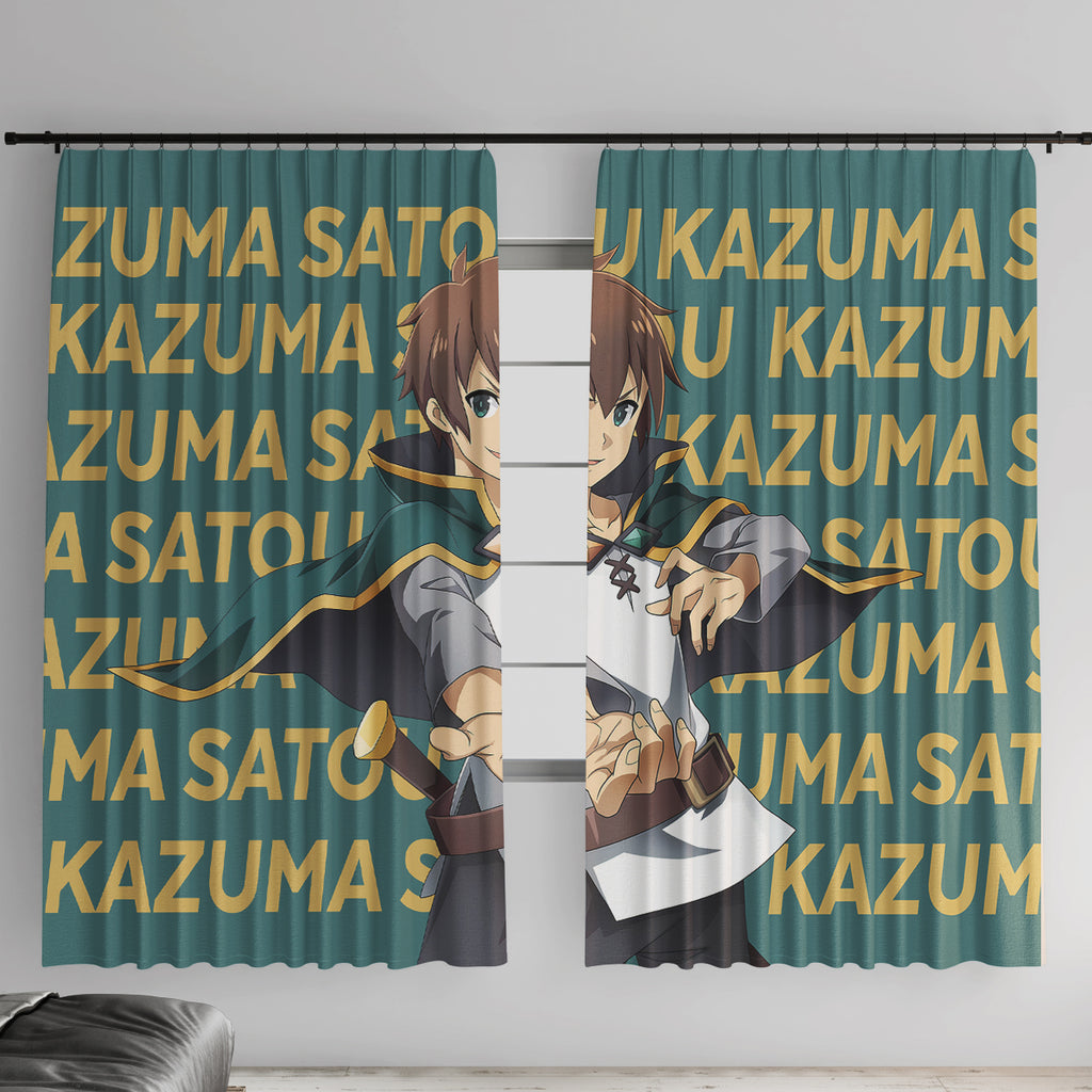 Kazuma Satou KonoSuba Window Curtain Anime Style