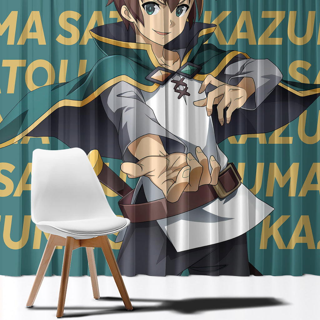 Kazuma Satou KonoSuba Window Curtain Anime Style