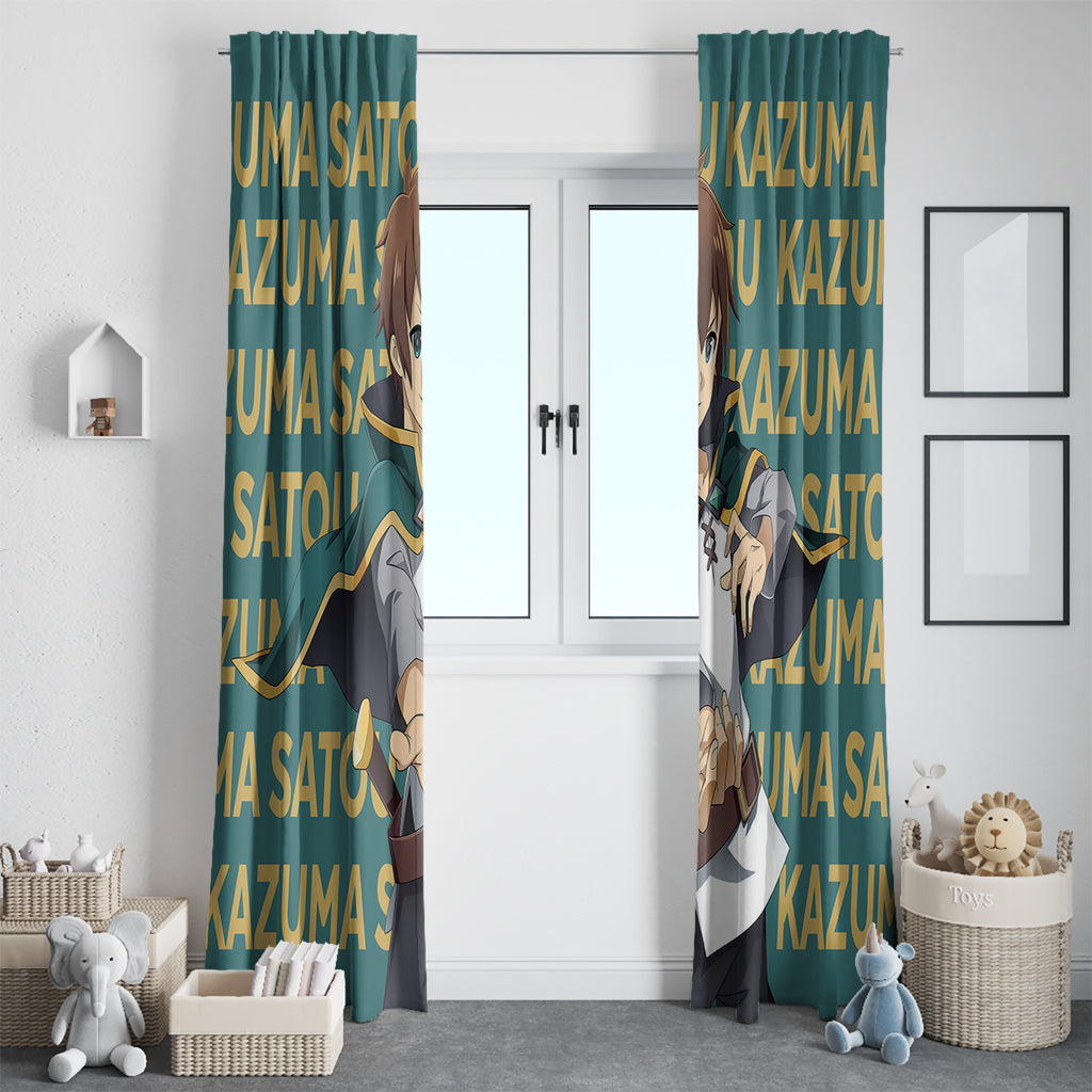 Kazuma Satou KonoSuba Window Curtain Anime Style