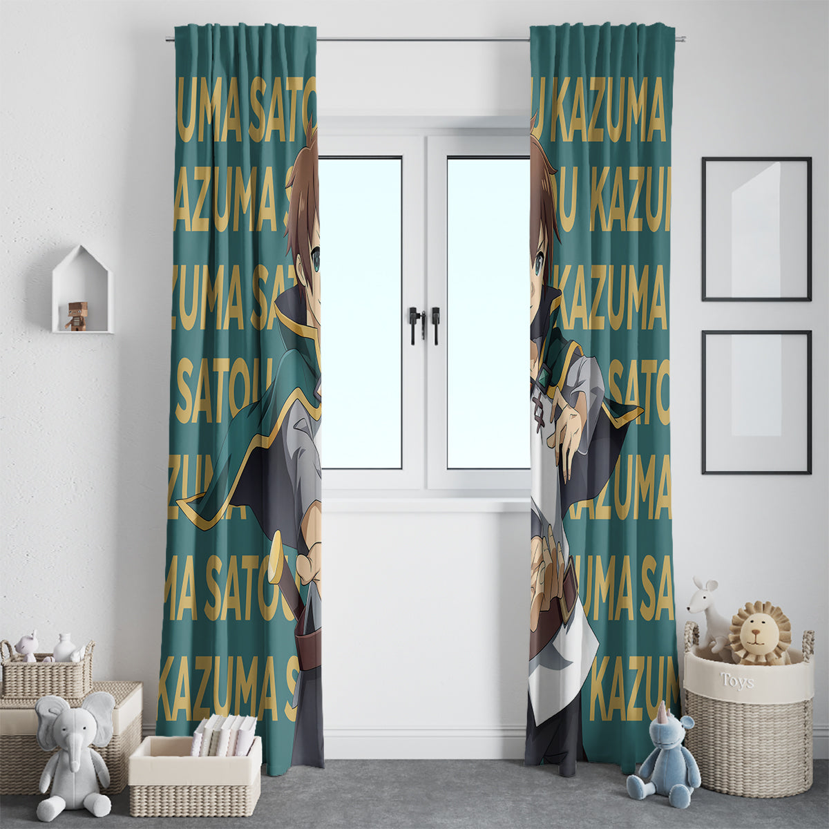Kazuma Satou KonoSuba Window Curtain Anime Style