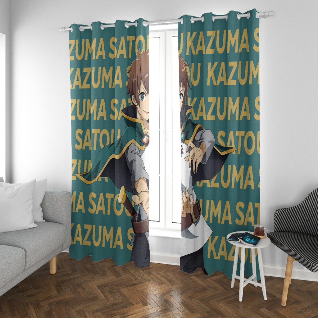 Kazuma Satou KonoSuba Window Curtain Anime Style