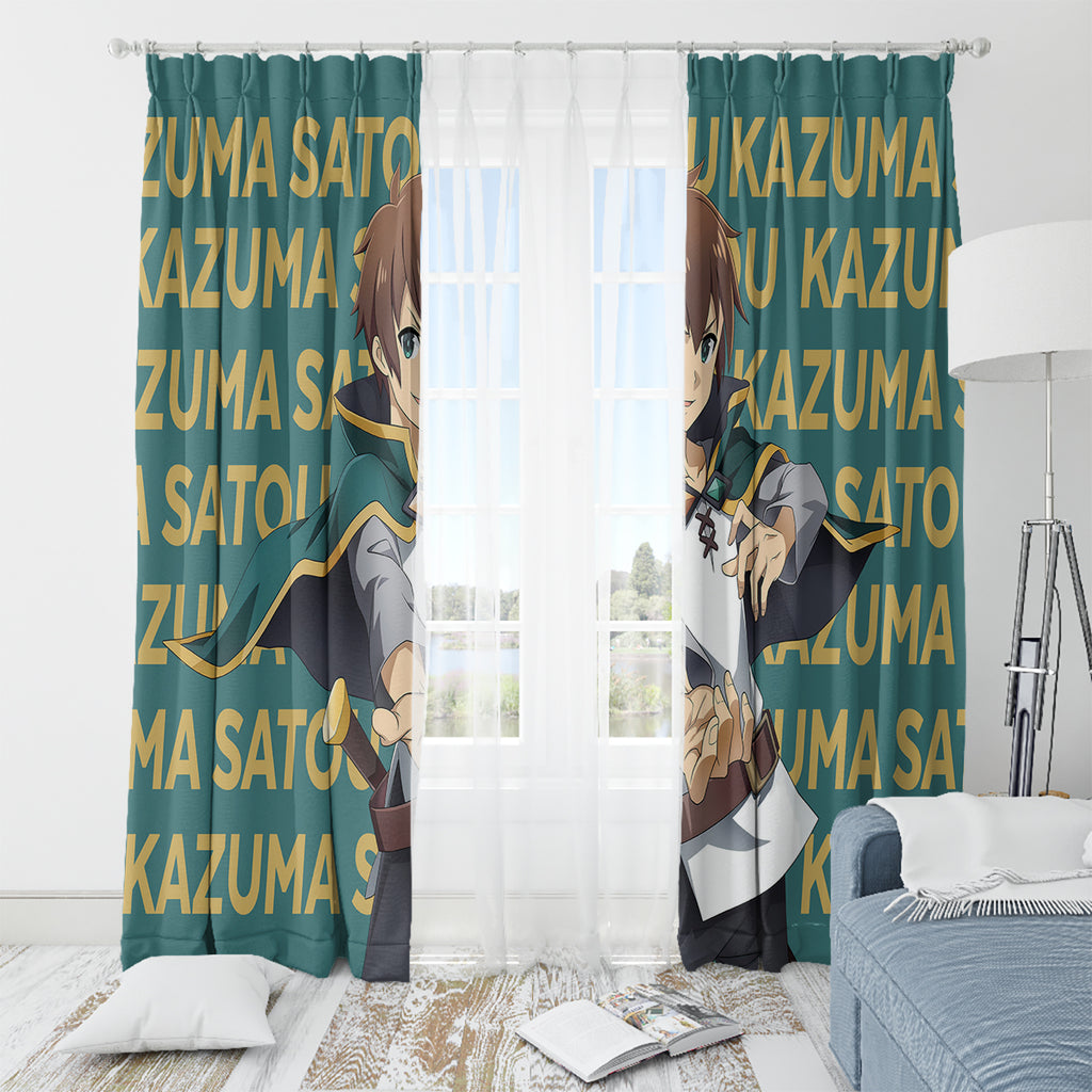 Kazuma Satou KonoSuba Window Curtain Anime Style