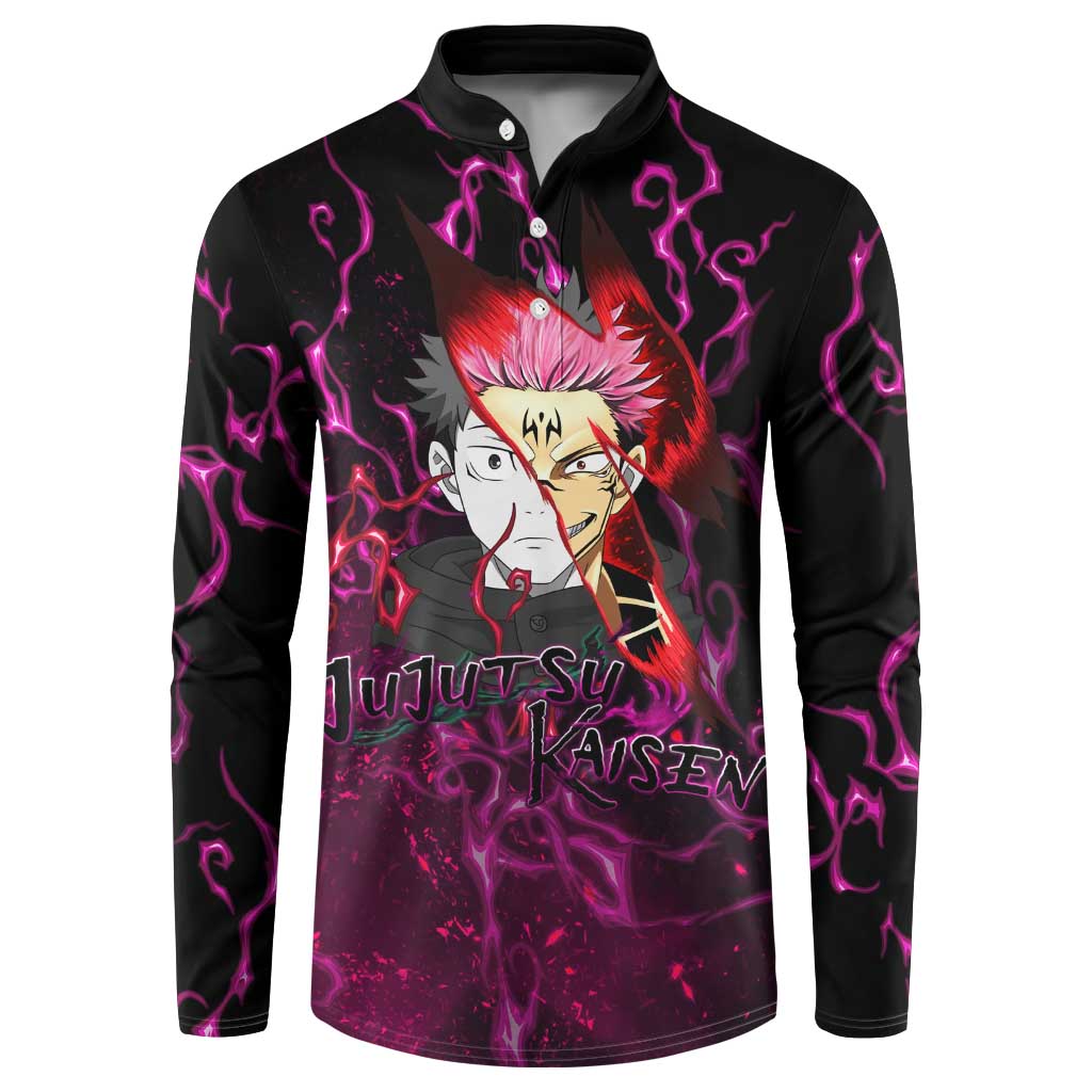 Itadori Yuji & Ryomen Sukuna - Jujutsu Kaisen Button Sweatshirt Pattern Anime Mix Manga Style