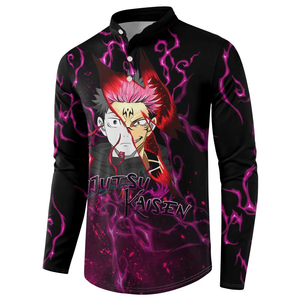 Itadori Yuji & Ryomen Sukuna - Jujutsu Kaisen Button Sweatshirt Pattern Anime Mix Manga Style