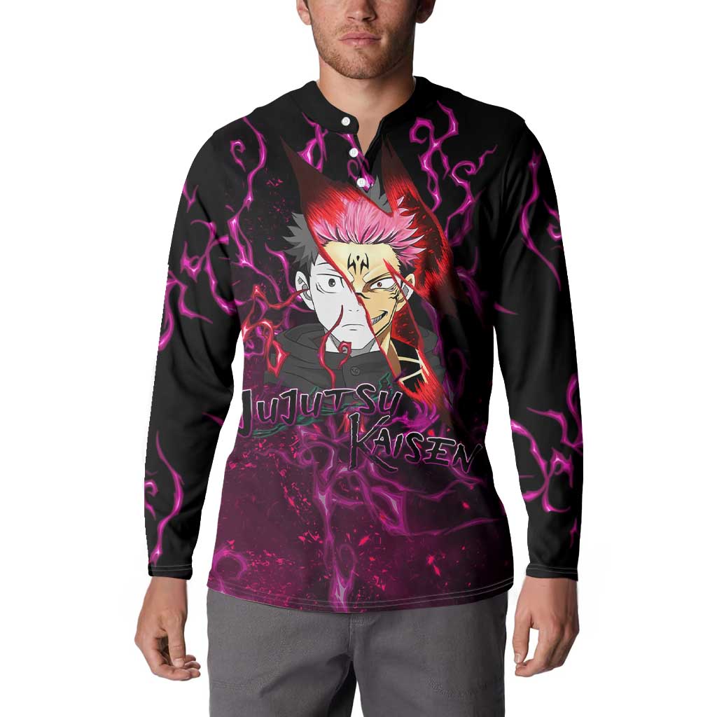 Itadori Yuji & Ryomen Sukuna - Jujutsu Kaisen Button Sweatshirt Pattern Anime Mix Manga Style